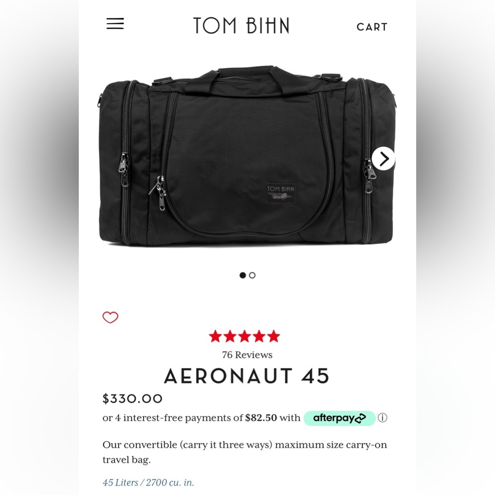 Tom Bihn Aeronaut 45 - Black Ballistic/Northwest Sky
